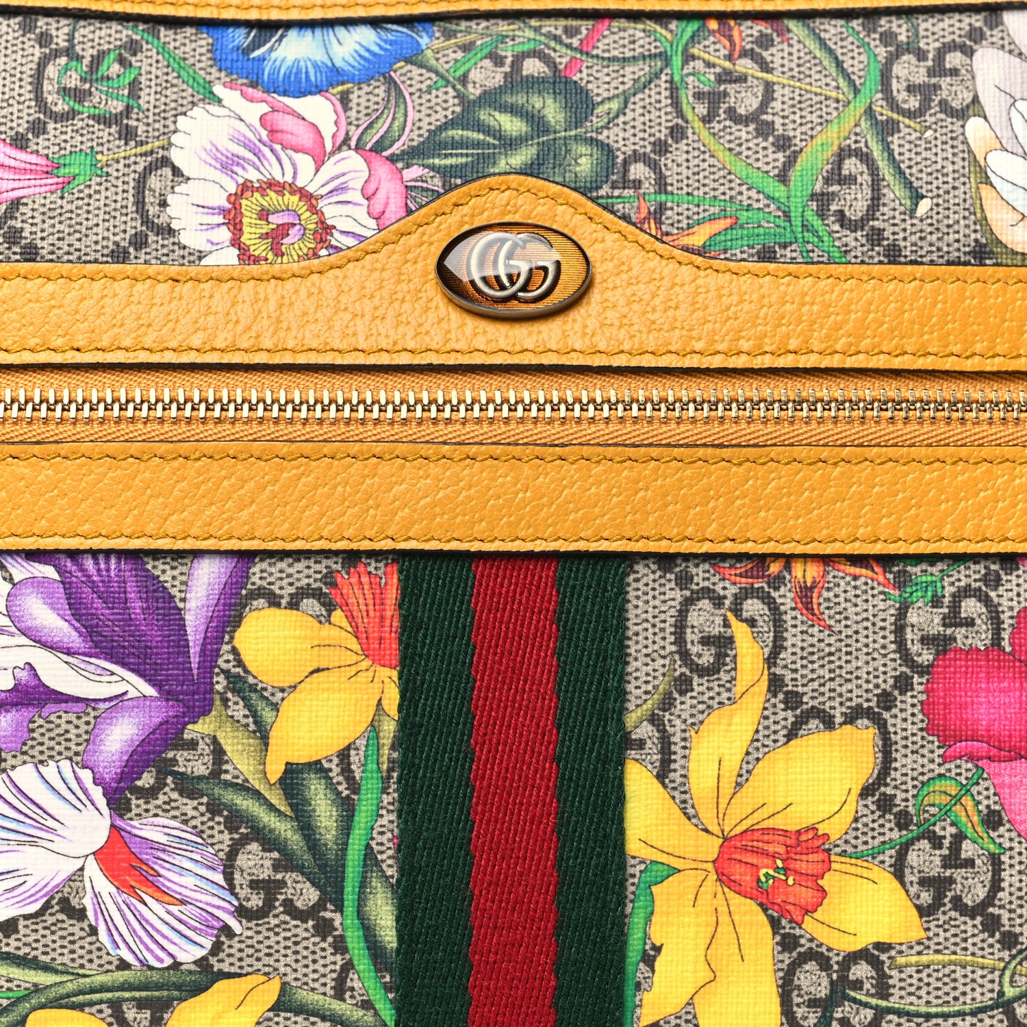 Gucci GG Supreme Monogram Flora Large Ophidia Pouch Clutch Beige Multicolor Crop 8 of 10