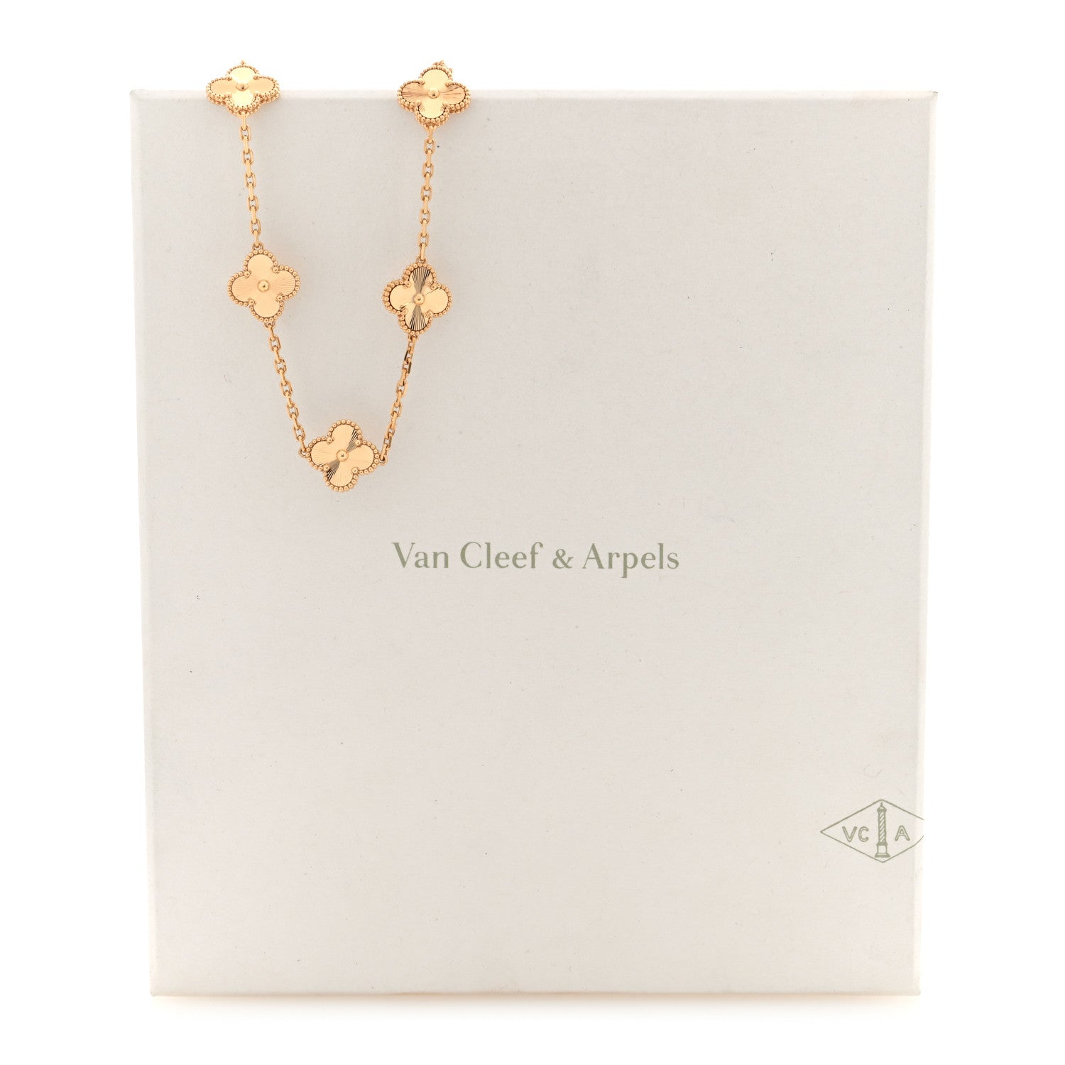 Van Cleef & Arpels 18K Yellow Gold 10 Motifs Guilloche Vintage Alhambra Necklace 5 of 5
