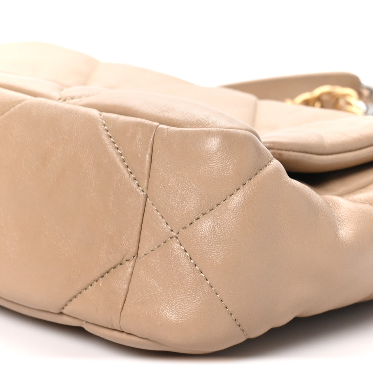Lambskin Quilted Medium Chanel 19 Flap Dark Beige