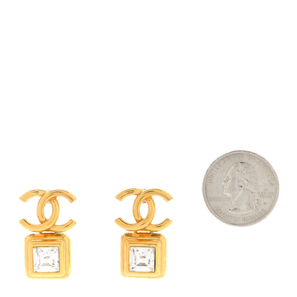 Chanel Large Crystal CC Drop Earrings Gold 2 of 4
