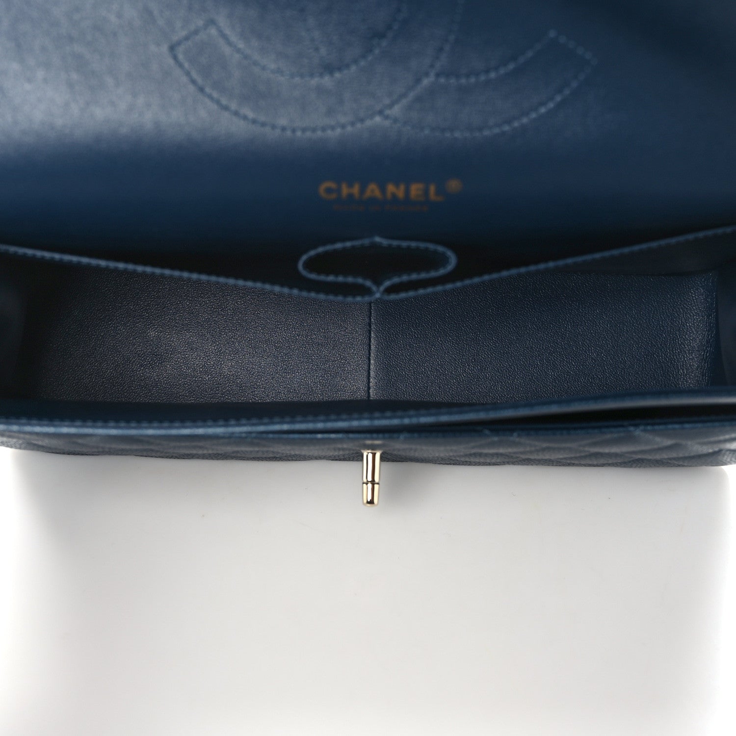 Chanel Caviar Quilted Jumbo Double Flap Dark Blue 5 of 12