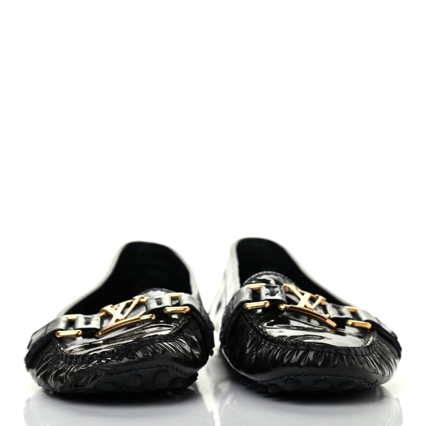 Patent Calfskin Oxford Loafers 37.5 Black
