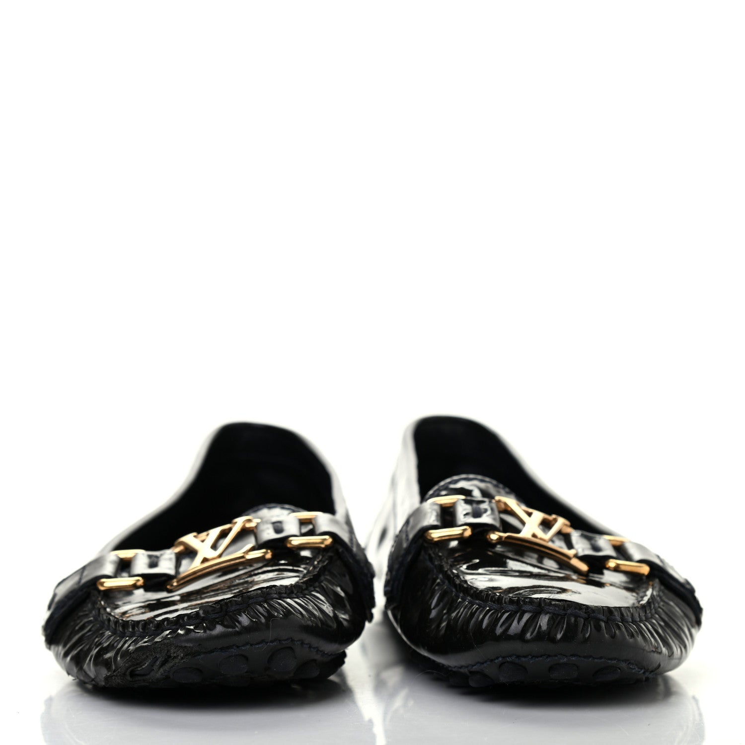 Louis Vuitton Patent Calfskin Oxford Loafers 37.5 Black 2 of 12