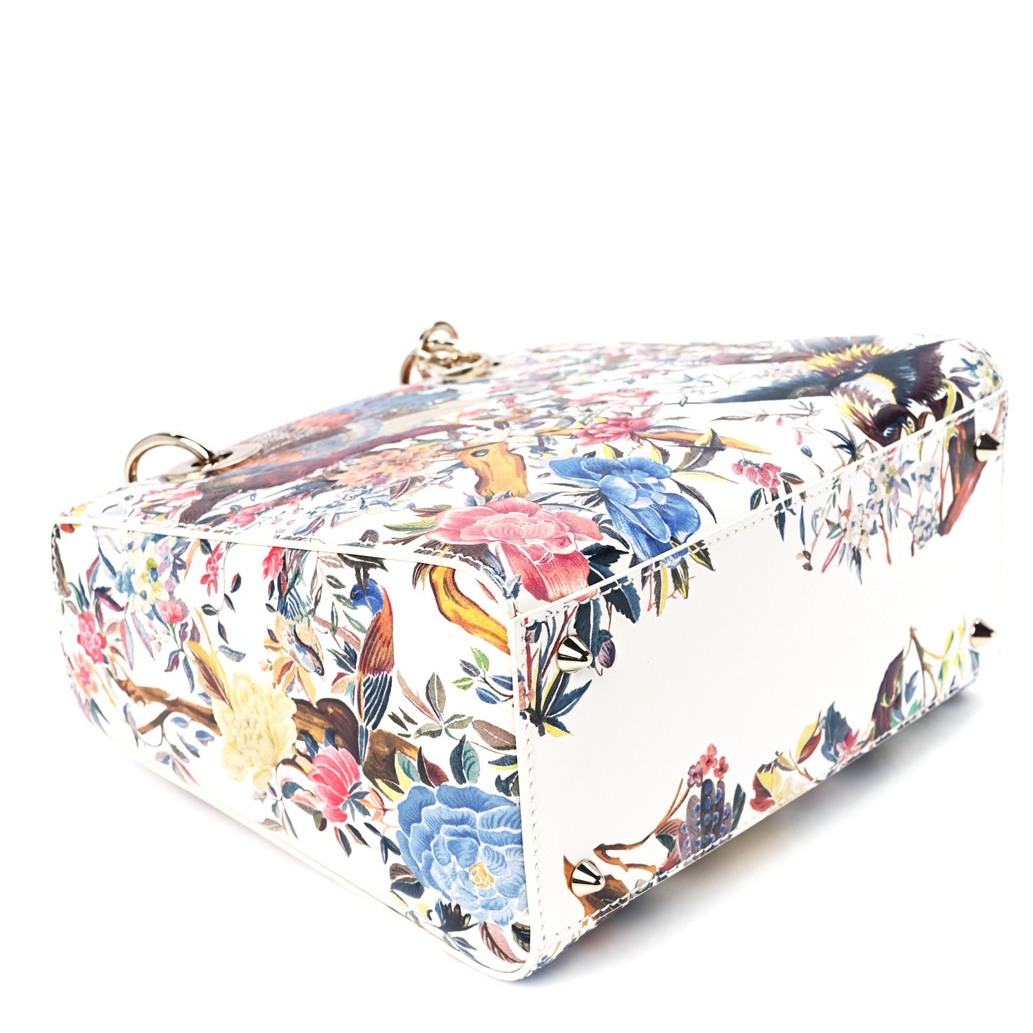 Christian Dior Calfskin Jardin D'Hiver Printed Medium Lady Dior White Multicolor 10 of 11
