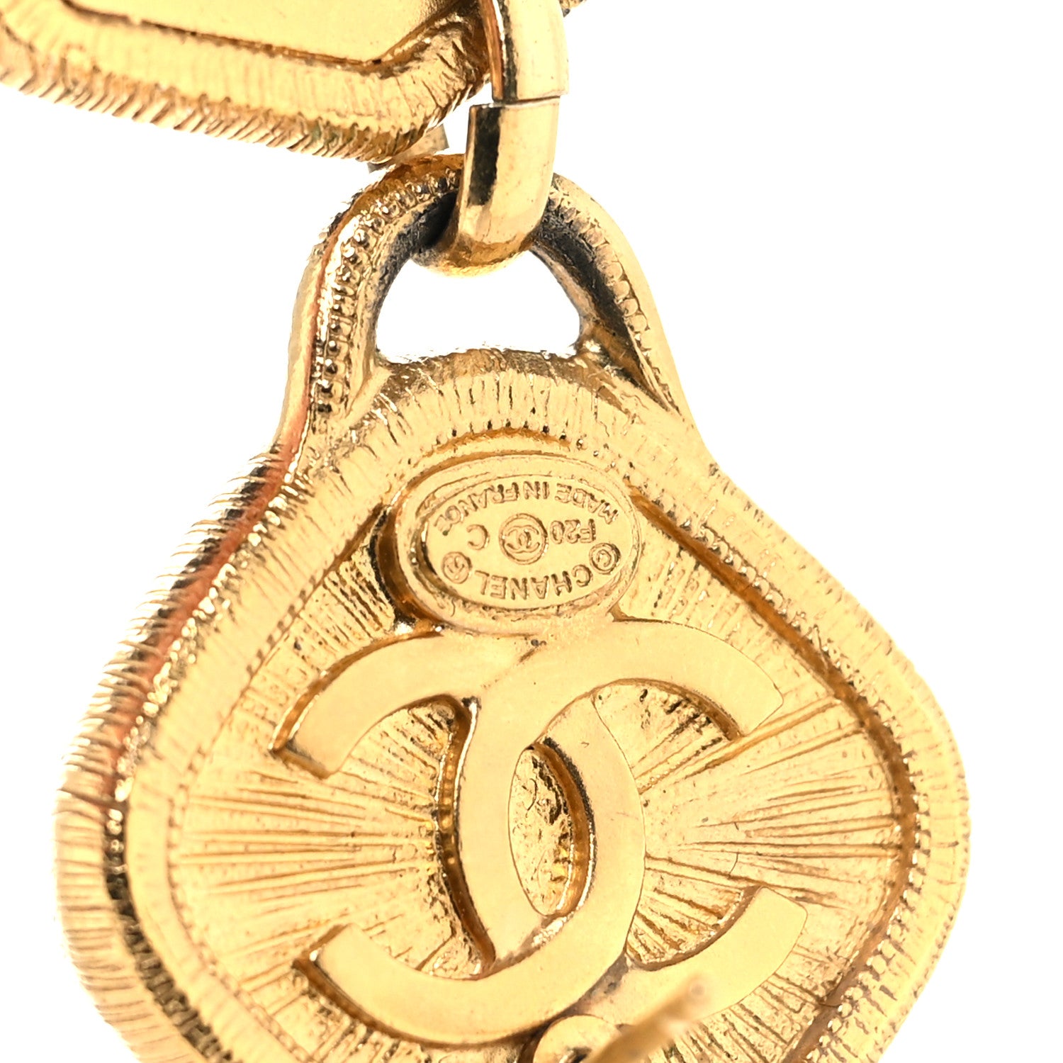 Chanel CC Tags Drop Earrings Gold Pink 4 of 5