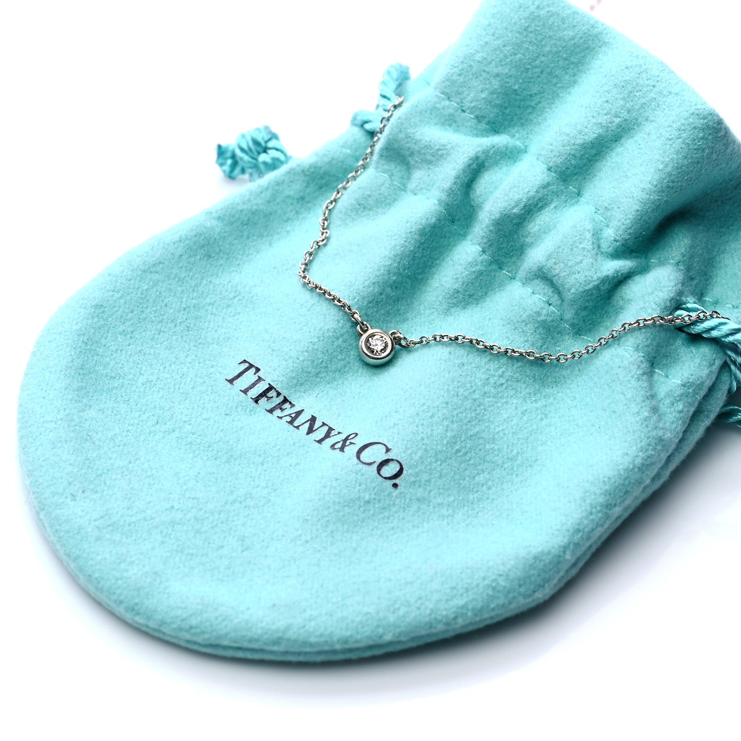 Tiffany Sterling Silver Diamond .05ct Elsa Peretti Diamonds by the Yard Pendant Necklace 7 of 7