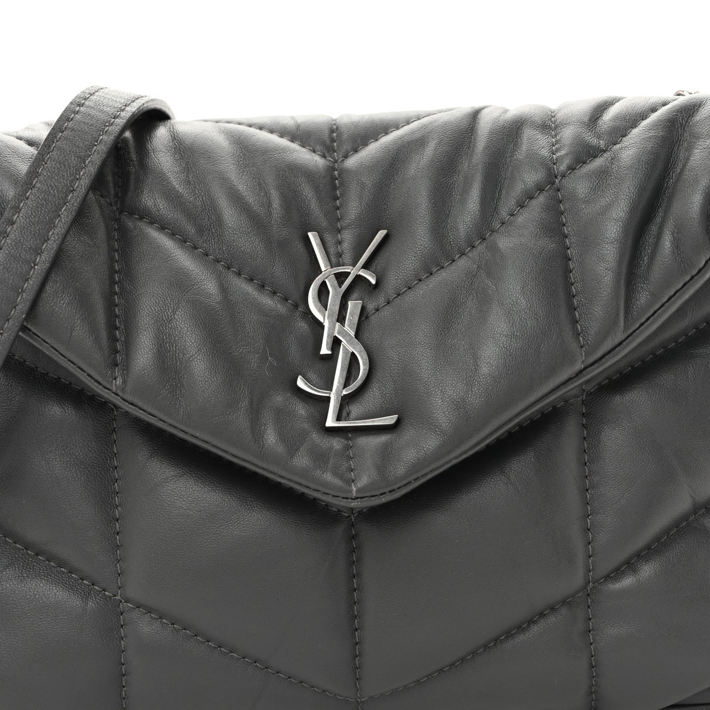 Lambskin Quilted Toy Loulou Puffer Monogram Chain Satchel Fog