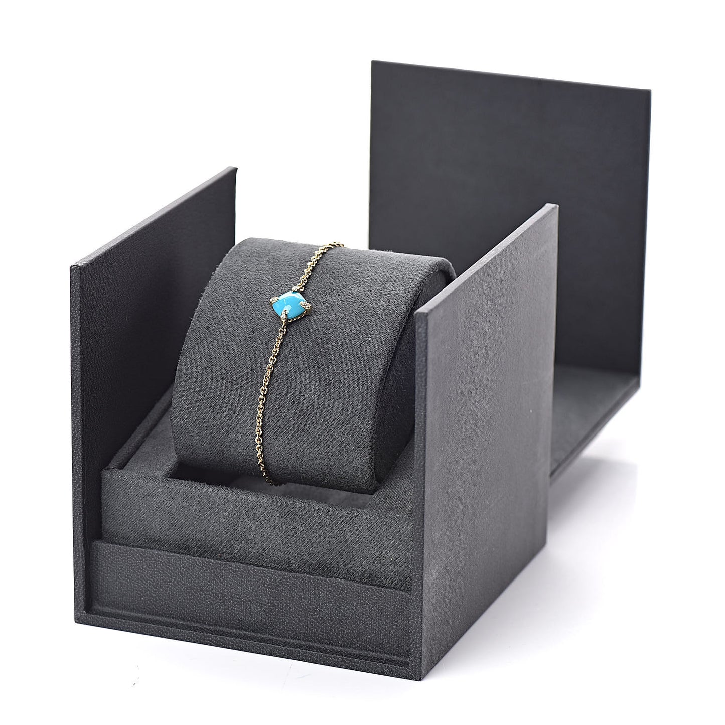 18K Yellow Gold Diamond Turquoise 8mm Chatelaine Bracelet