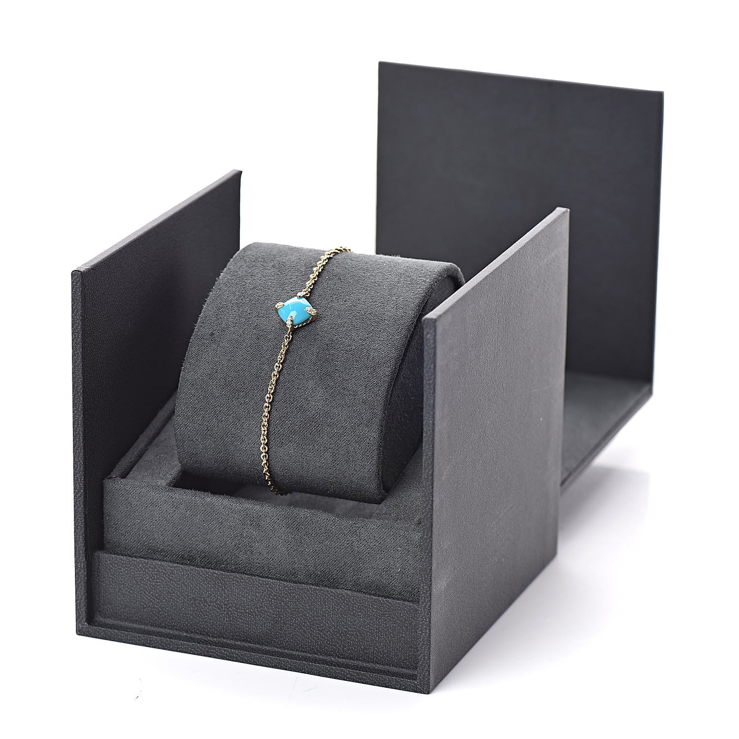 David Yurman 18K Yellow Gold Diamond Turquoise 8mm Chatelaine Bracelet 5 of 5