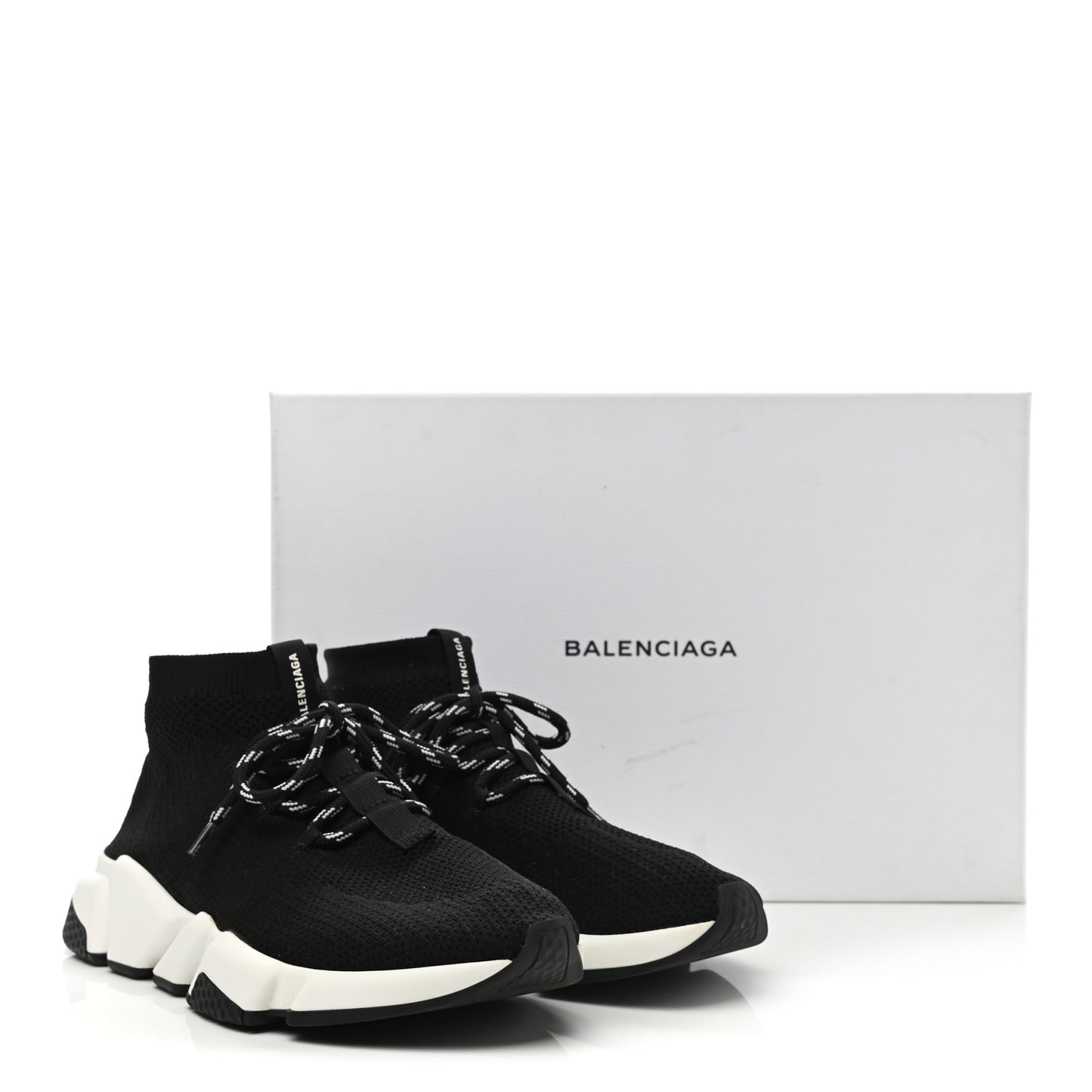 Recycled Knit Bi-Color Sole Womens Speed Lace Up Sneakers 40 Black White