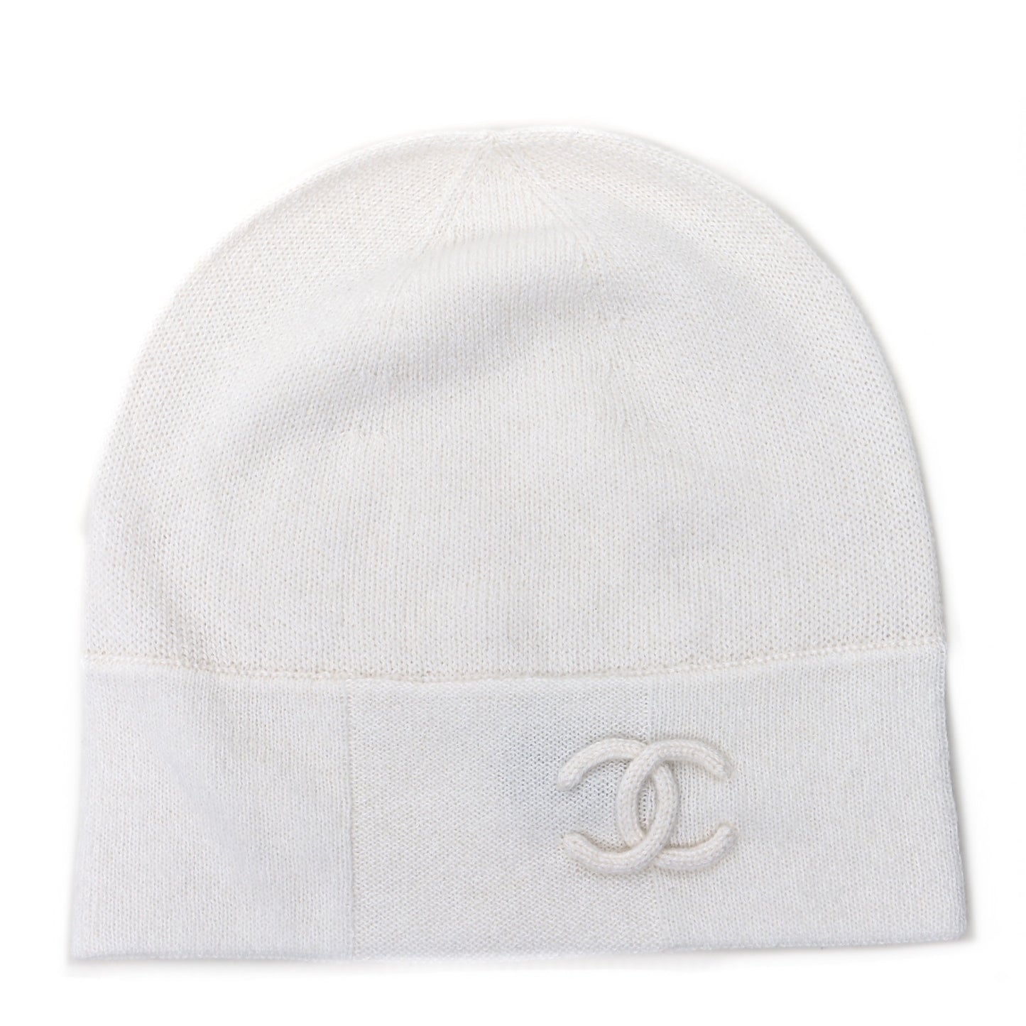 Cashmere Wool CC Beanie Hat White