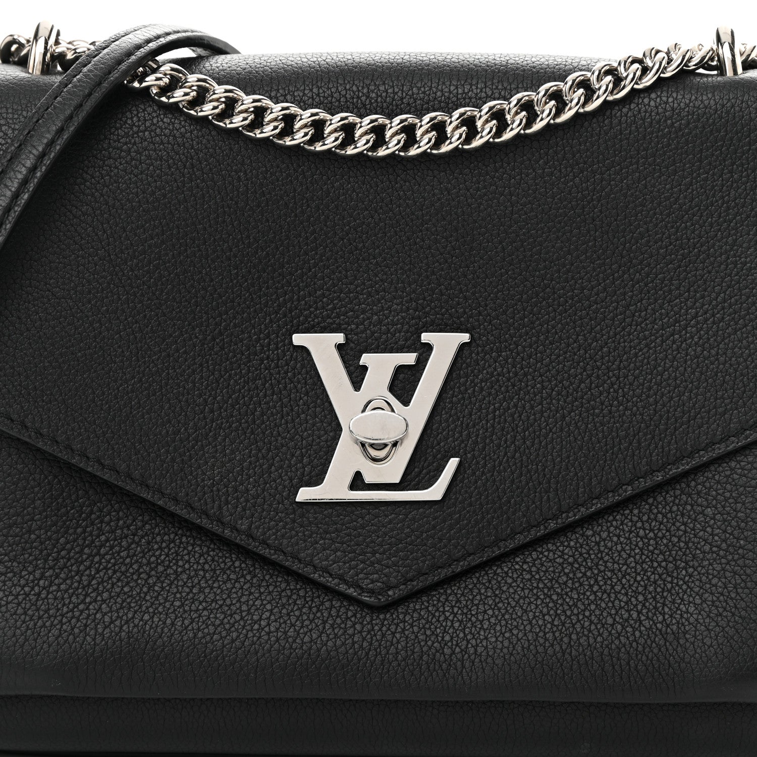 Louis Vuitton Soft Calfskin Mylockme Chain Bag BB Black 8 of 14