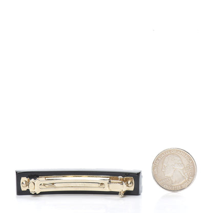 Chanel Resin Crystal CC Hair Clip Barrette Black 2 of 3