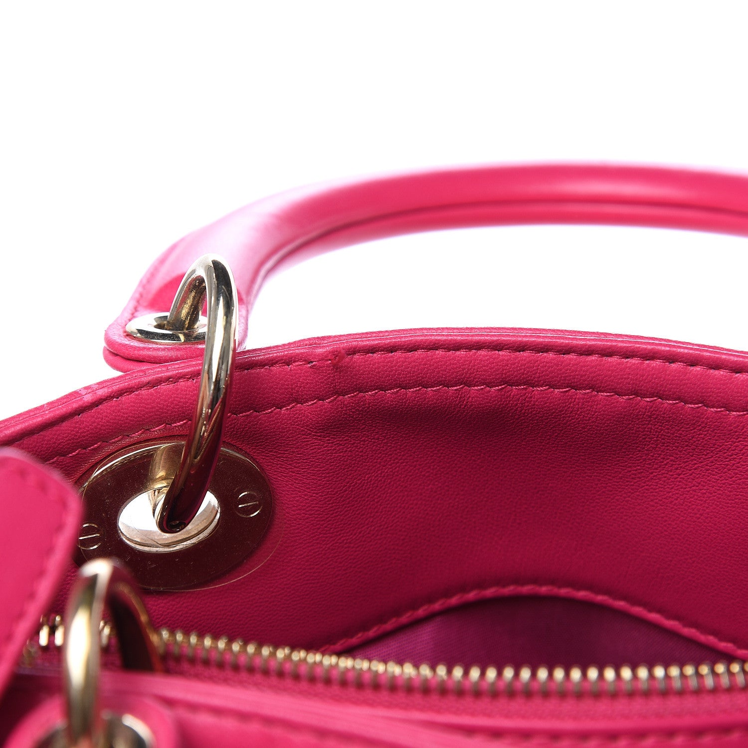 Christian Dior Lambskin Cannage Mini Granville Polochon Fuchsia 16 of 16