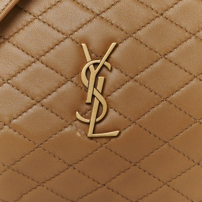 Saint Laurent Lambskin Quilted Gaby Zipped Pouch Dark Cork 7 of 9