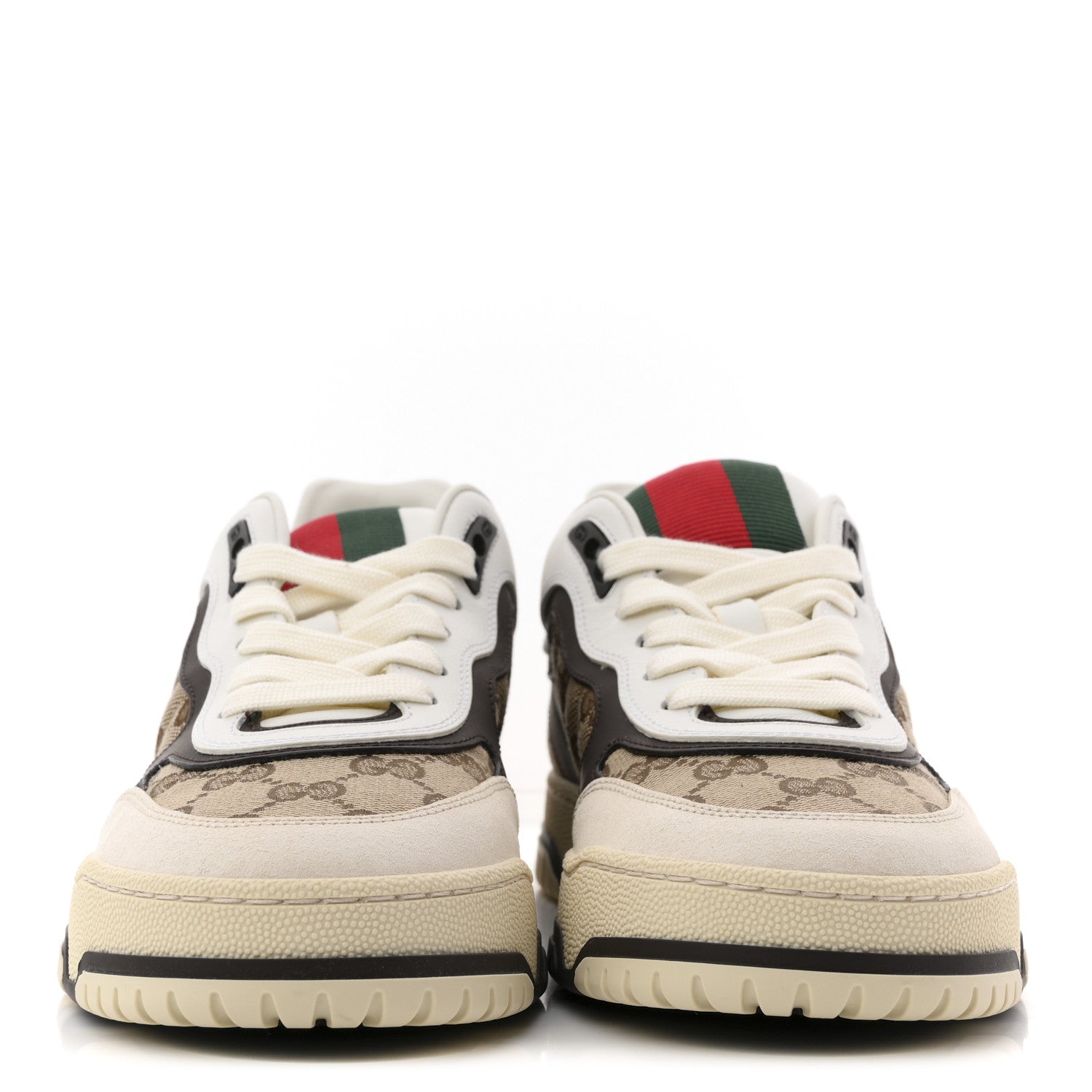 Gucci Calfskin Suede GG Monogram Re-Web Womens Sneakers 37 White Beige Ebony 3 of 11