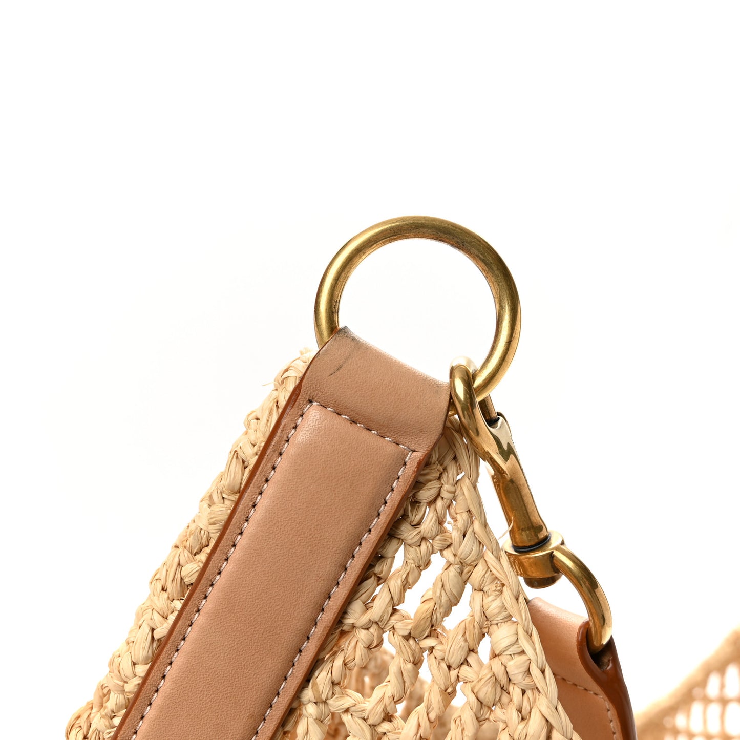 Raffia Calfskin Oxalis Shoulder Bag Naturale Vintage Brown