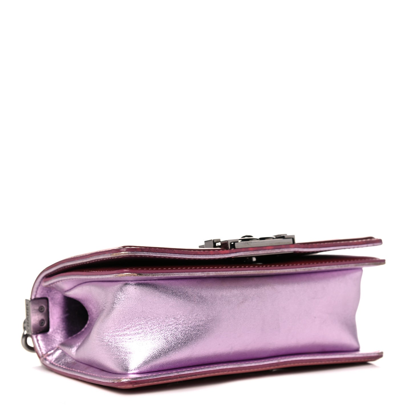 Metallic Patent Calfskin Quilted Small Boy Flap Pink