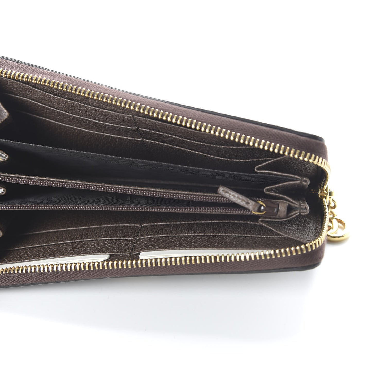 GG Supreme Monogram Web Ophidia Zip Around Wallet Brown