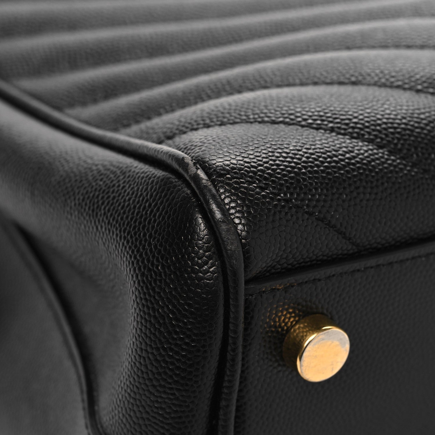 Saint Laurent Grain De Poudre Matelasse Chevron Monogram Shopping Bag Black 12 of 15