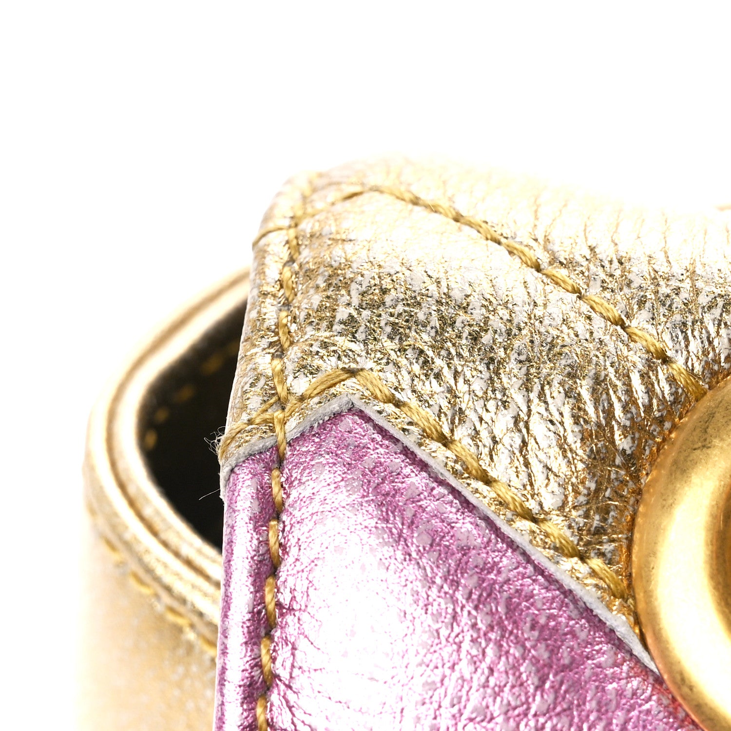 Gucci Metallic Calfskin Matelasse Small GG Marmont Shoulder Bag Gold Pink 12 of 12