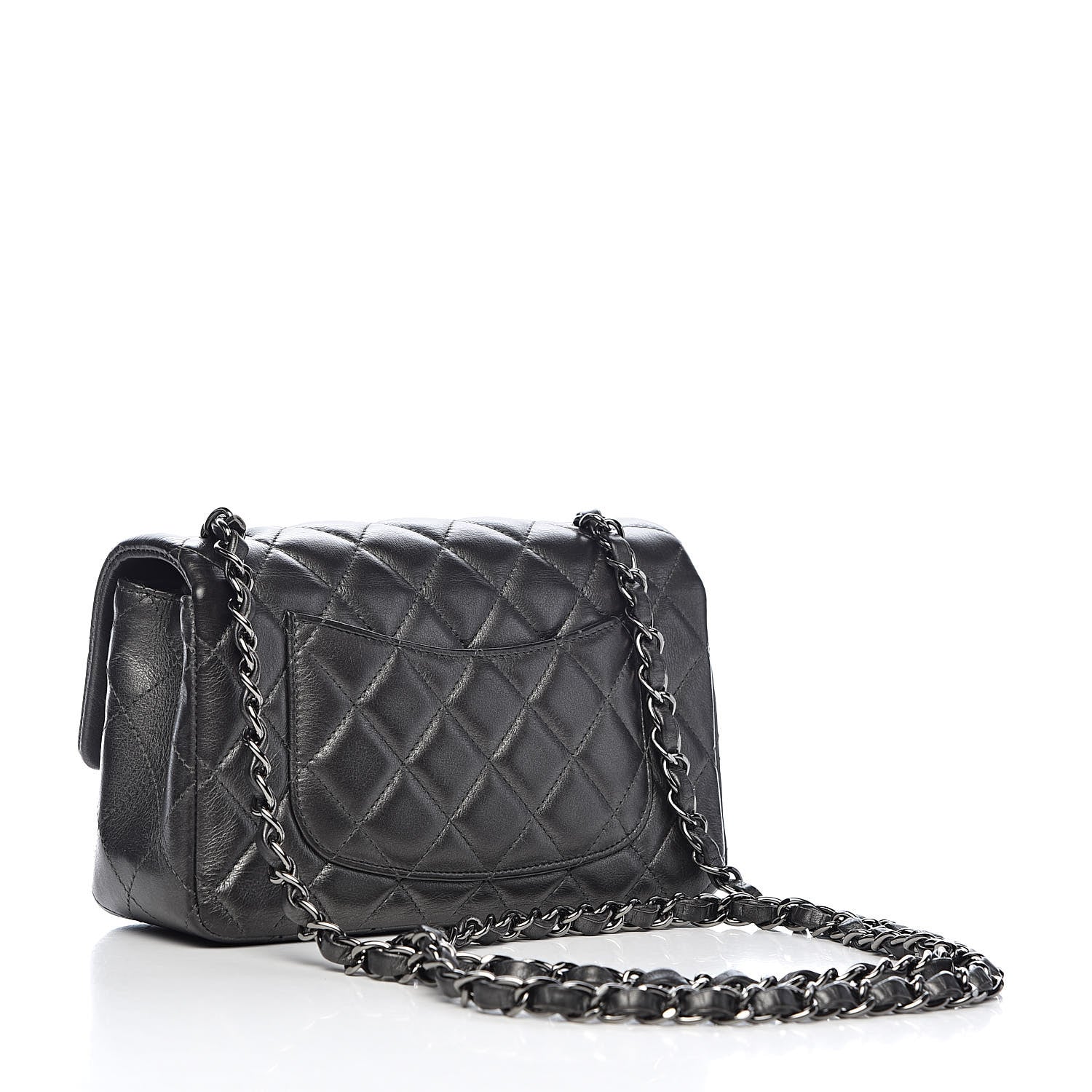 Chanel Metallic Calfskin Quilted Mini Rectangular Flap Charcoal Grey 3 of 13