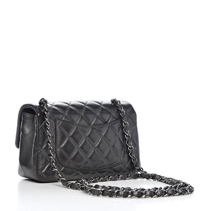 Chanel Metallic Calfskin Quilted Mini Rectangular Flap Charcoal Grey 3 of 13