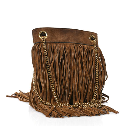 Saint Laurent Suede Calfskin Small Grace Fringed Hobo Bag Light Ocre 3 of 9
