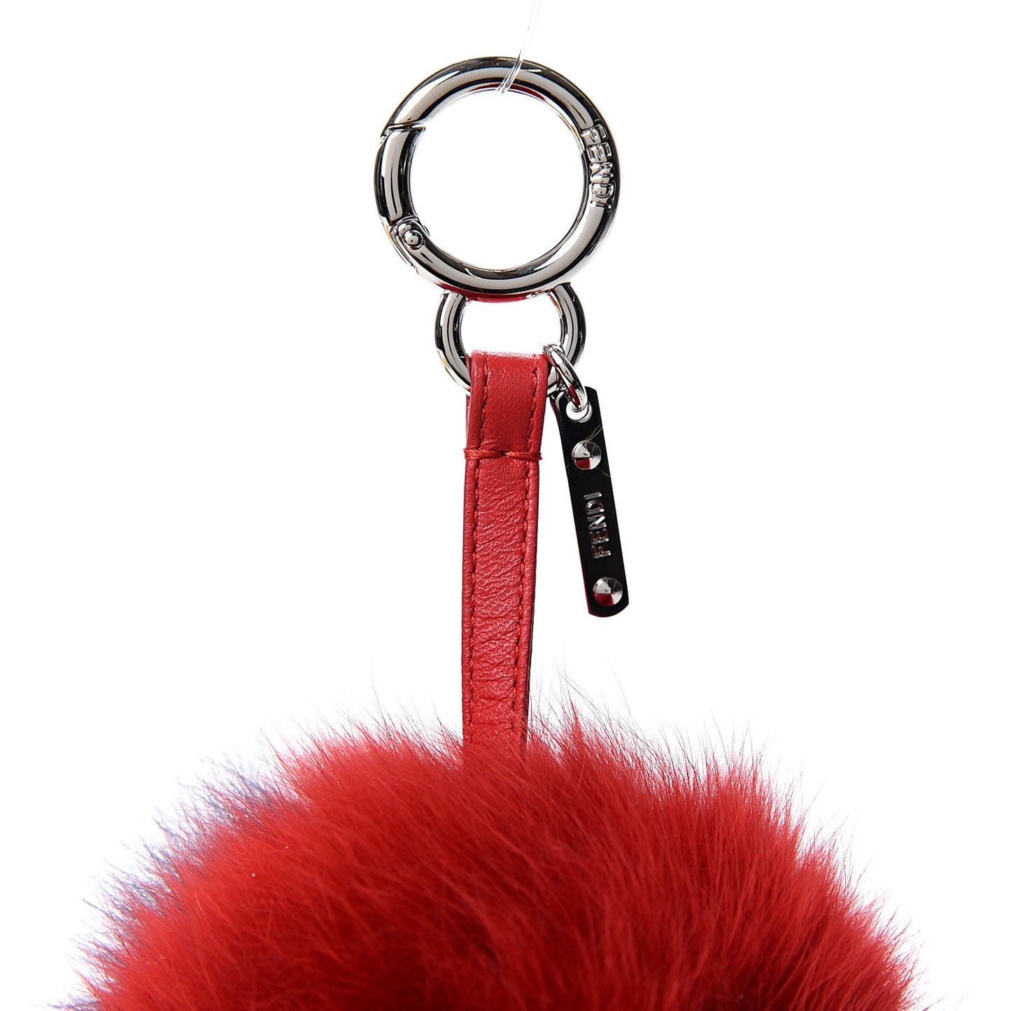 Fox Fur L ABCharm Pom Pom Bag Charm Red Blue