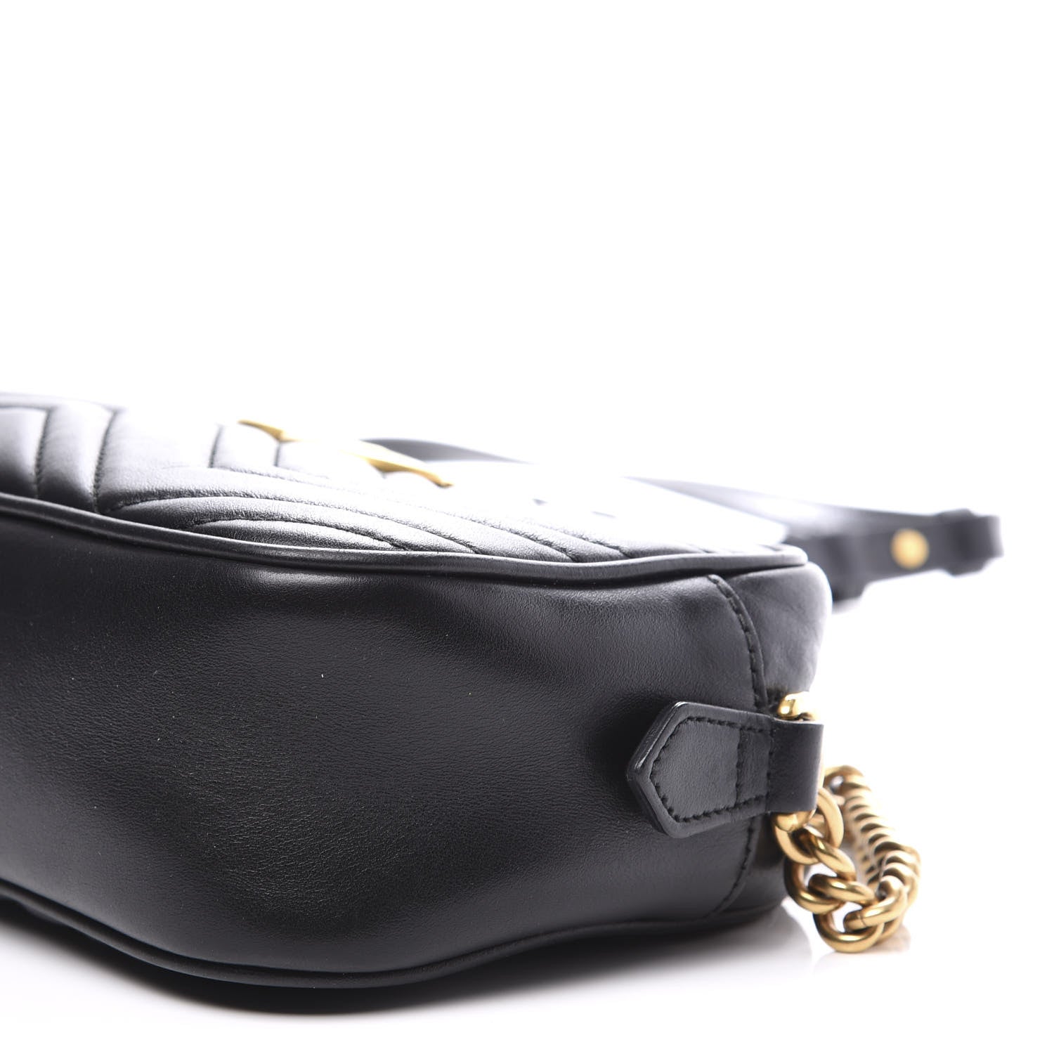 Gucci Calfskin Matelasse Small GG Marmont Chain Shoulder Bag Black 6 of 10
