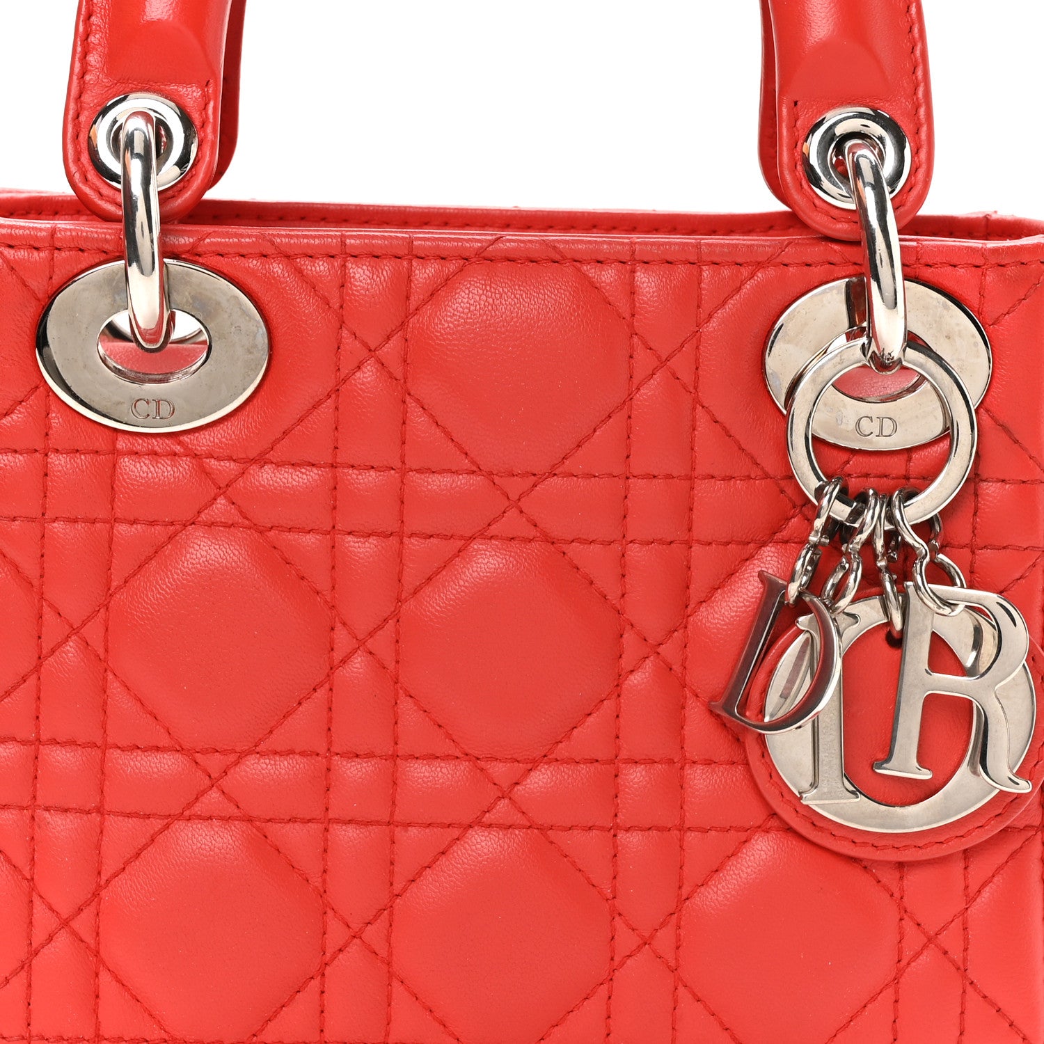 Christian Dior Lambskin Cannage Mini Lady Dior Red 8 of 11