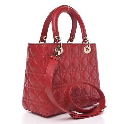 Christian Dior Lambskin Cannage Medium Lady Dior Red 3 of 10