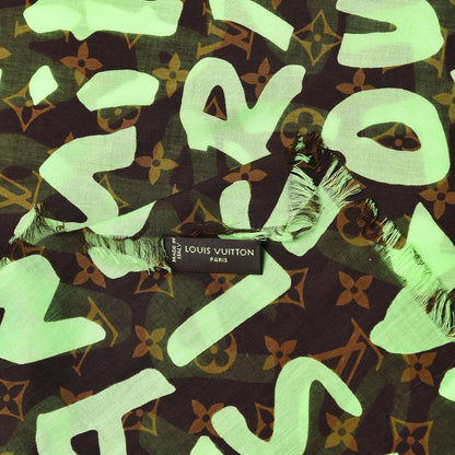 Louis Vuitton Cotton Graffiti Pareo Green 4 of 4
