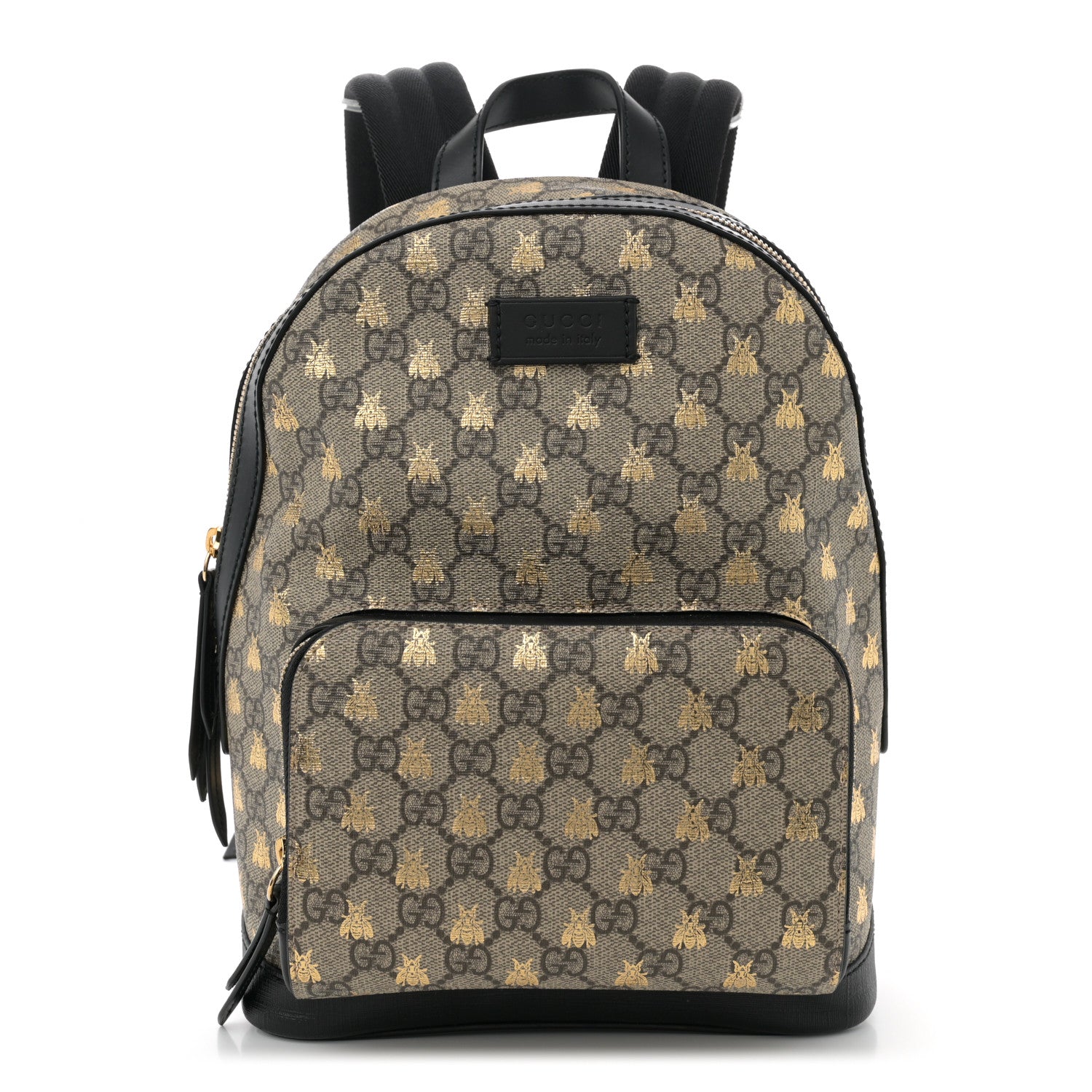 Gucci GG Supreme Monogram Bees Print Small Day Backpack Beige Oro Black 1 of 11