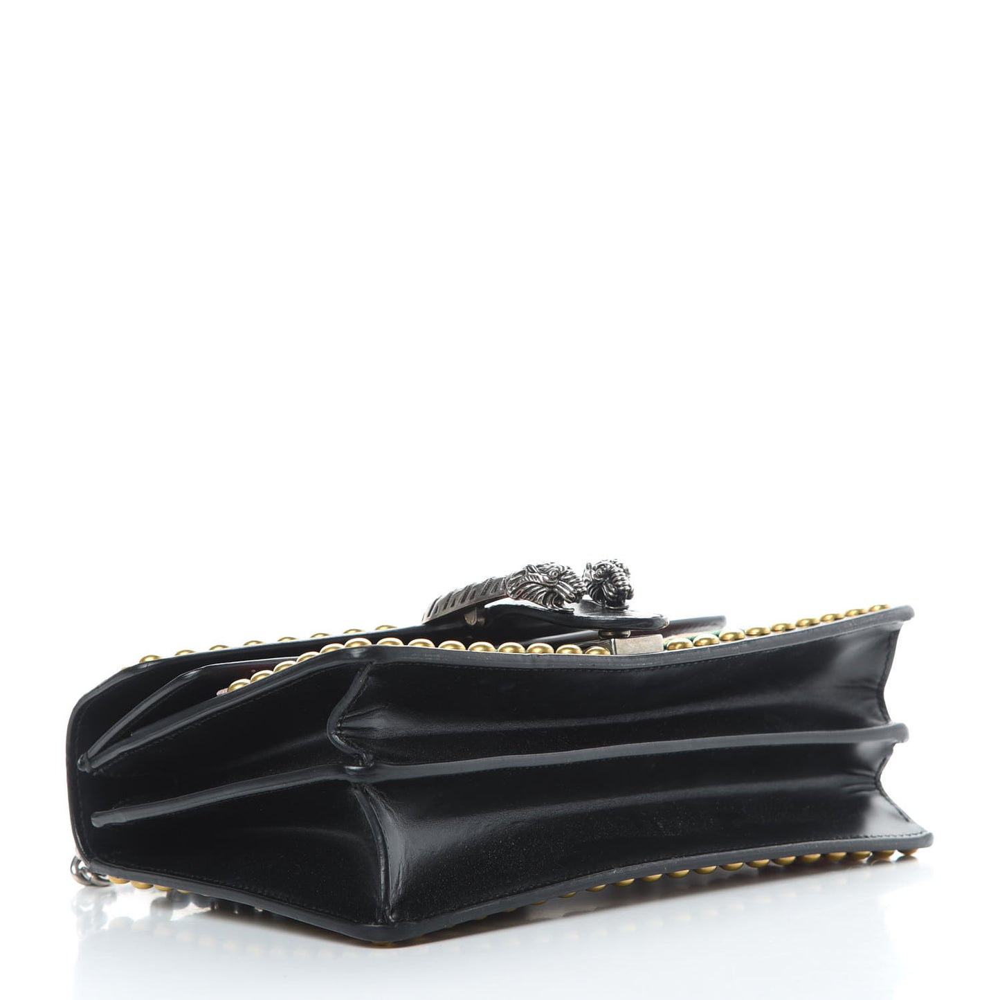Calfskin Floral Embroidered Studded Small Dionysus Shoulder Bag Black