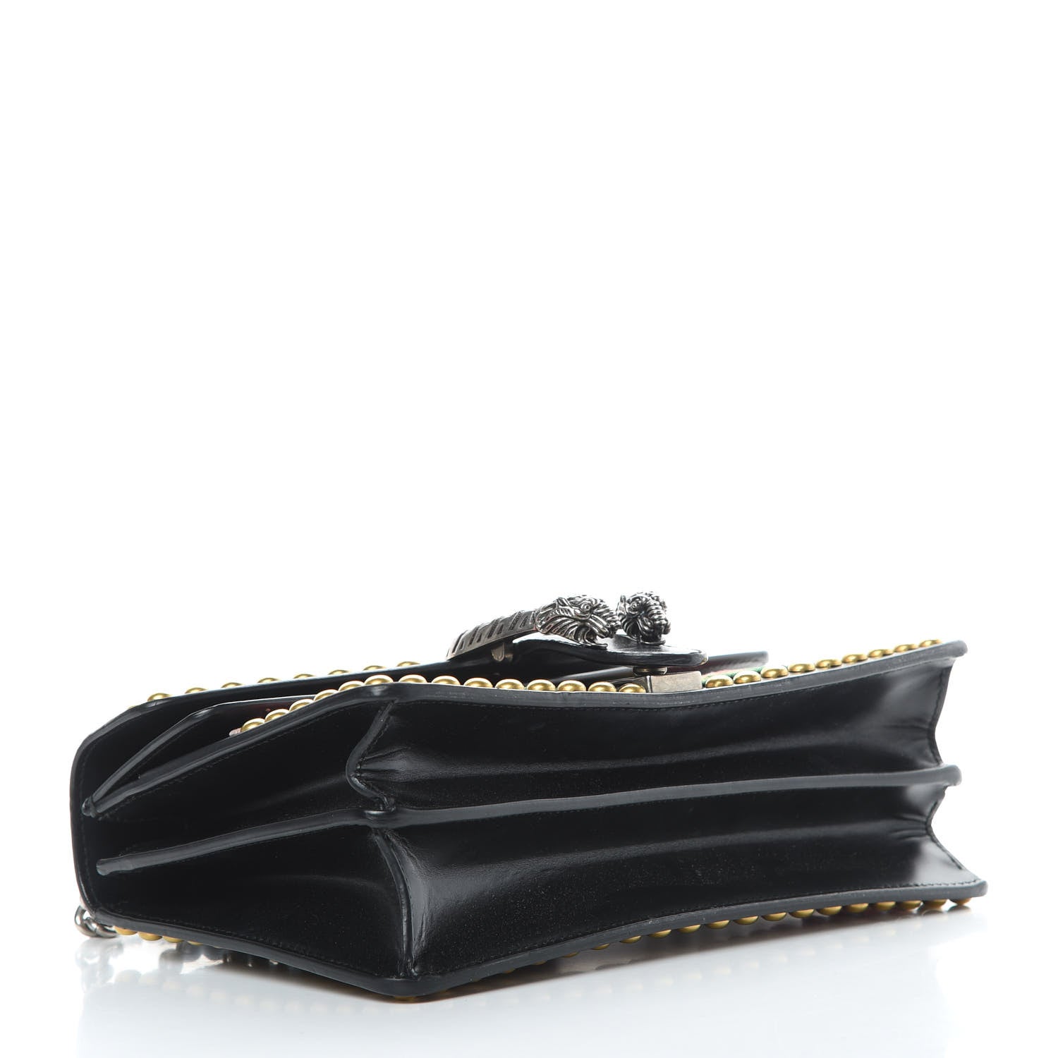 Gucci Calfskin Floral Embroidered Studded Small Dionysus Shoulder Bag Black 4 of 15