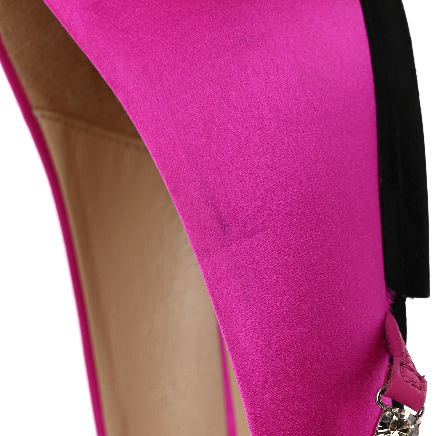 Jimmy Choo Satin Crystal Genevi Flat 37.5 Fuchsia Honey 9 of 13