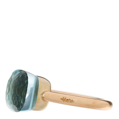 Pomellato 18K Rose White Gold Blue Topaz Classic Nudo Ring 53 6.5 3 of 5