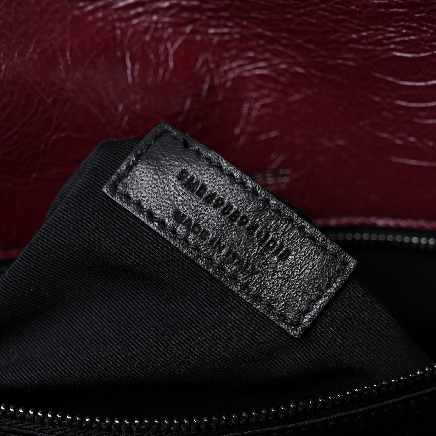 Saint Laurent Crinkled Calfskin Matelasse Monogram Medium Niki Chain Satchel Burgundy 8 of 12