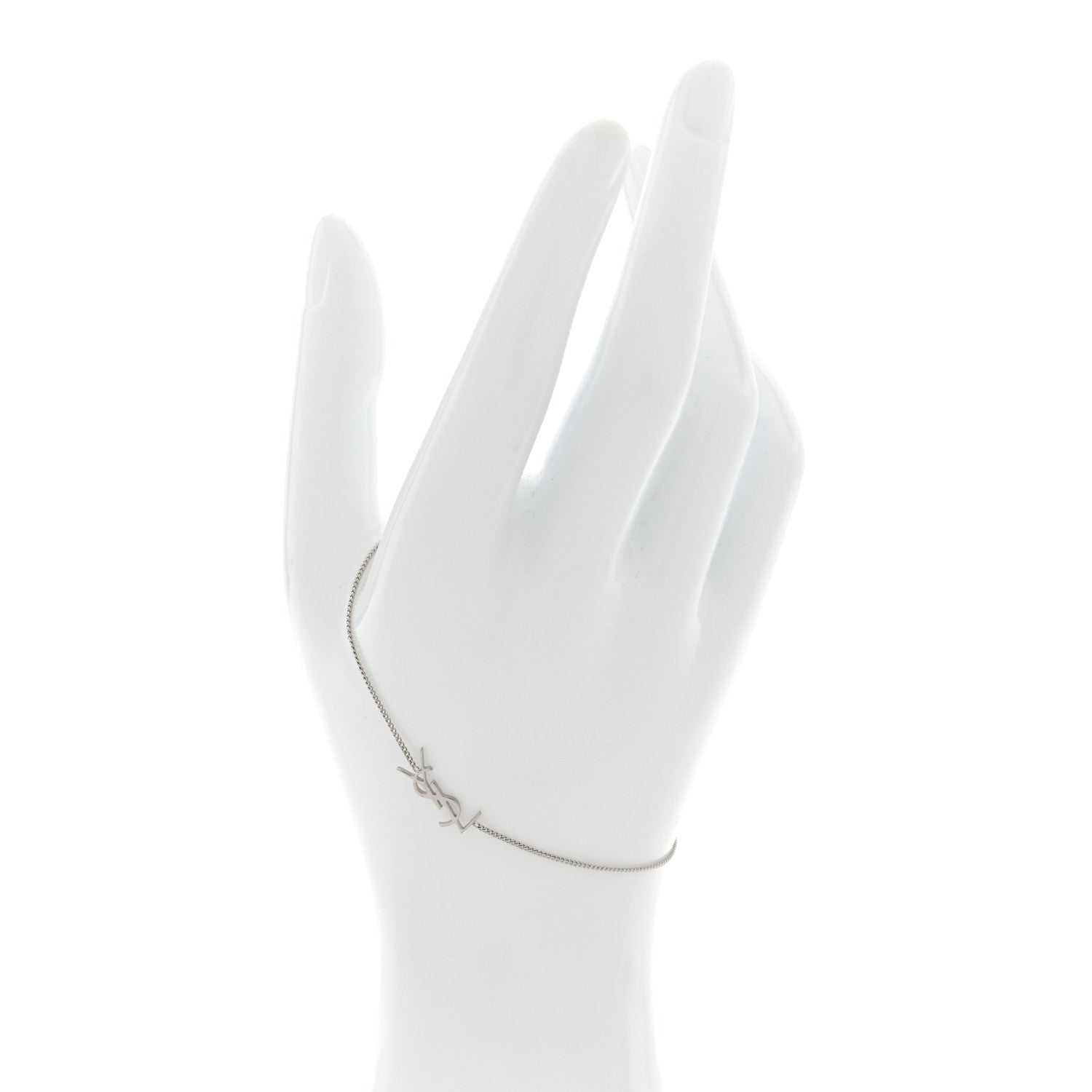 Saint Laurent Brass Monogram Charm Bracelet L Silver 2 of 4