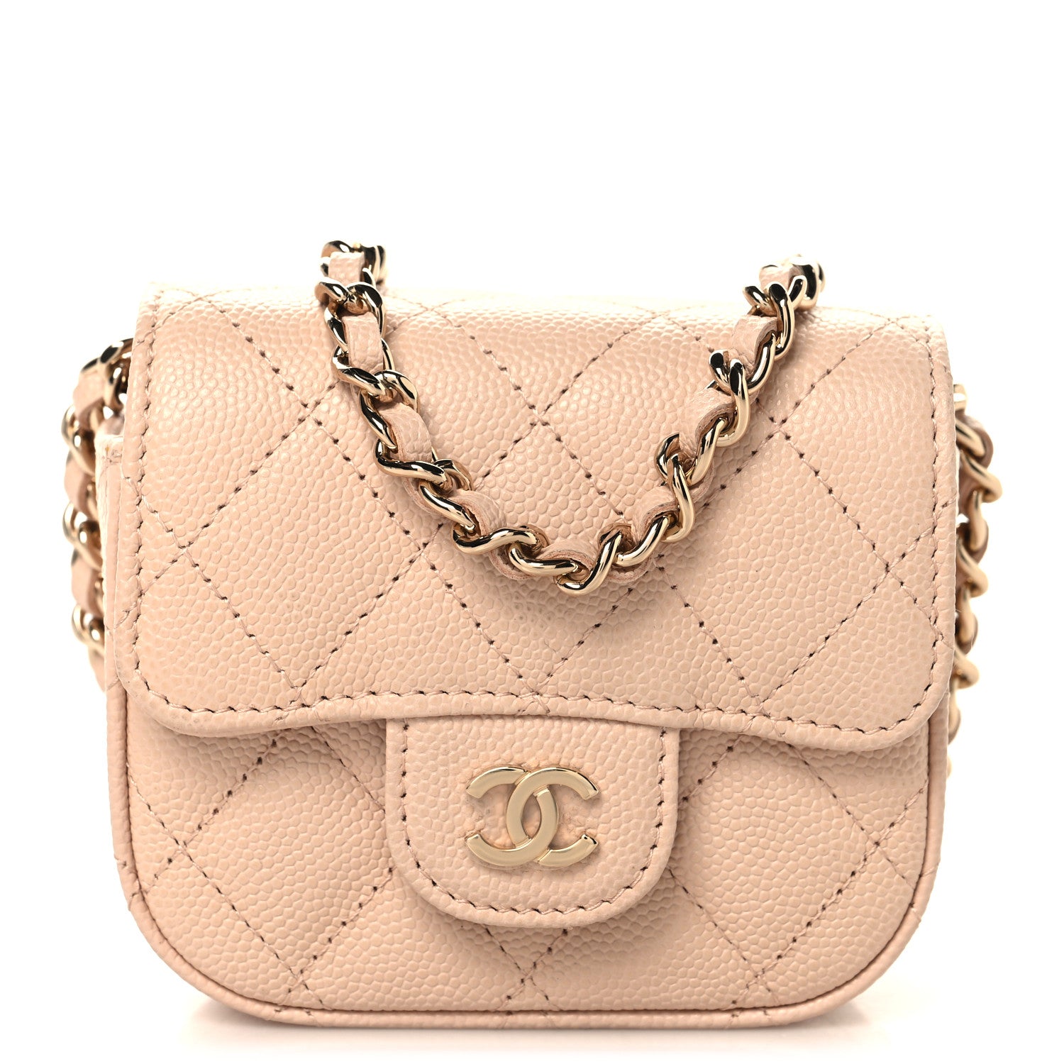 Chanel Caviar Quilted Mini Clutch With Chain Light Beige 1 of 10