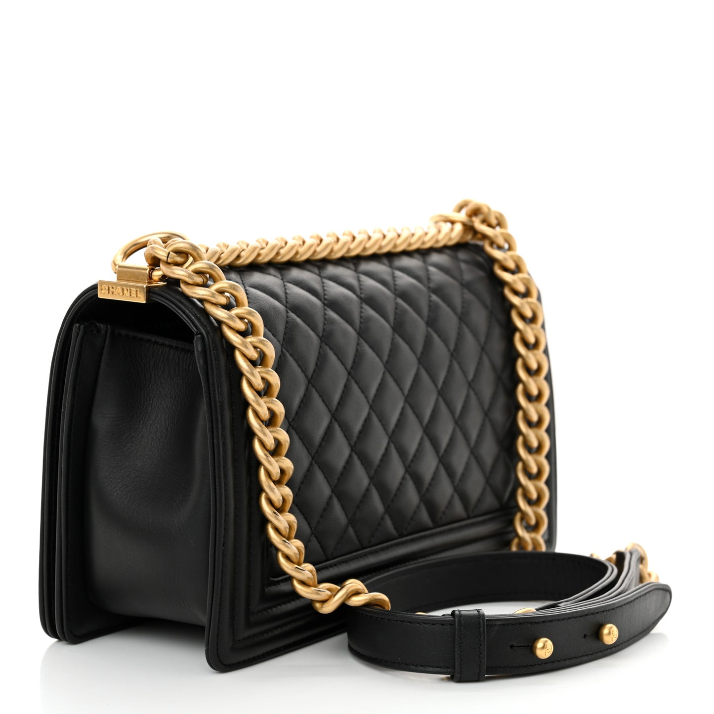Calfskin Quilted Medium Boy Flap Black