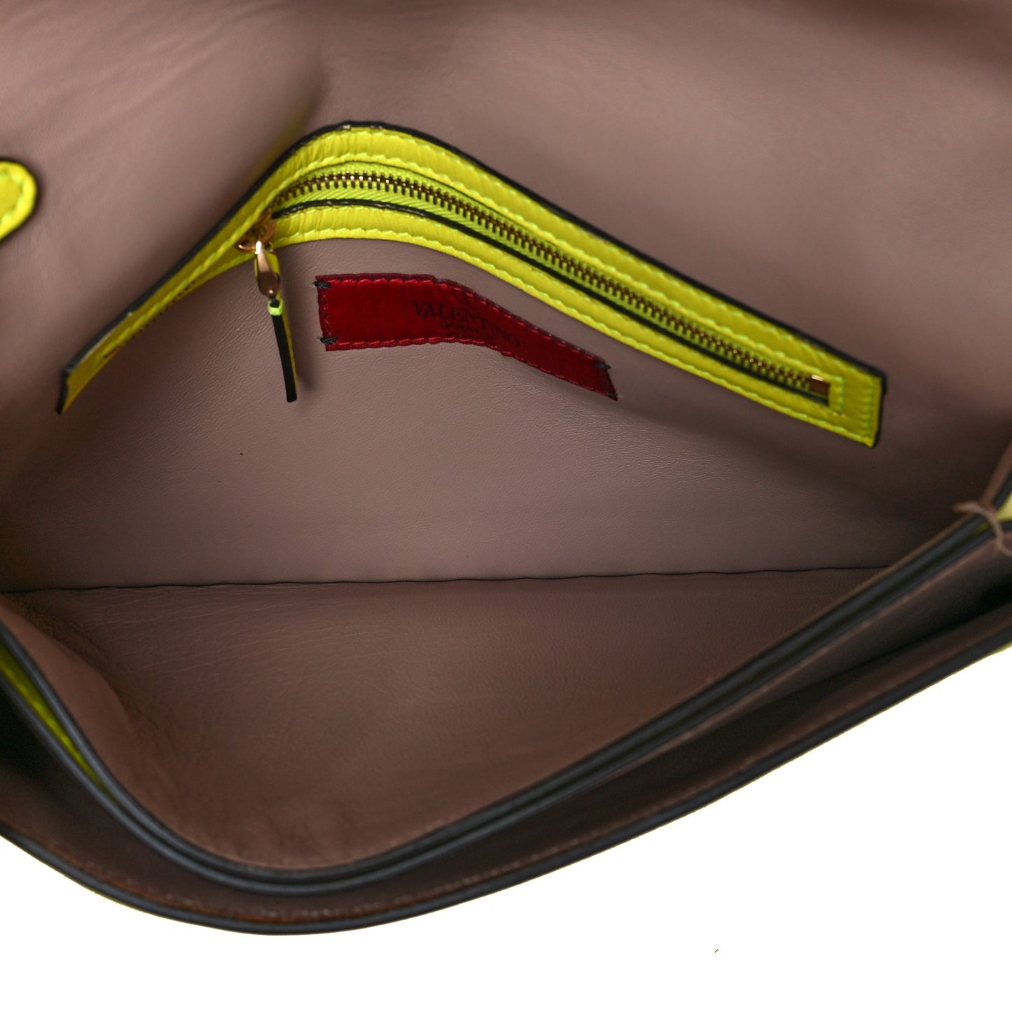 Nappa Rockstud Wristlet Clutch Yellow Fluo