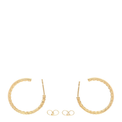 David Yurman 18K Yellow Gold Diamond 25mm Sculpted Cable Pave Hoop Earrings 3 of 4