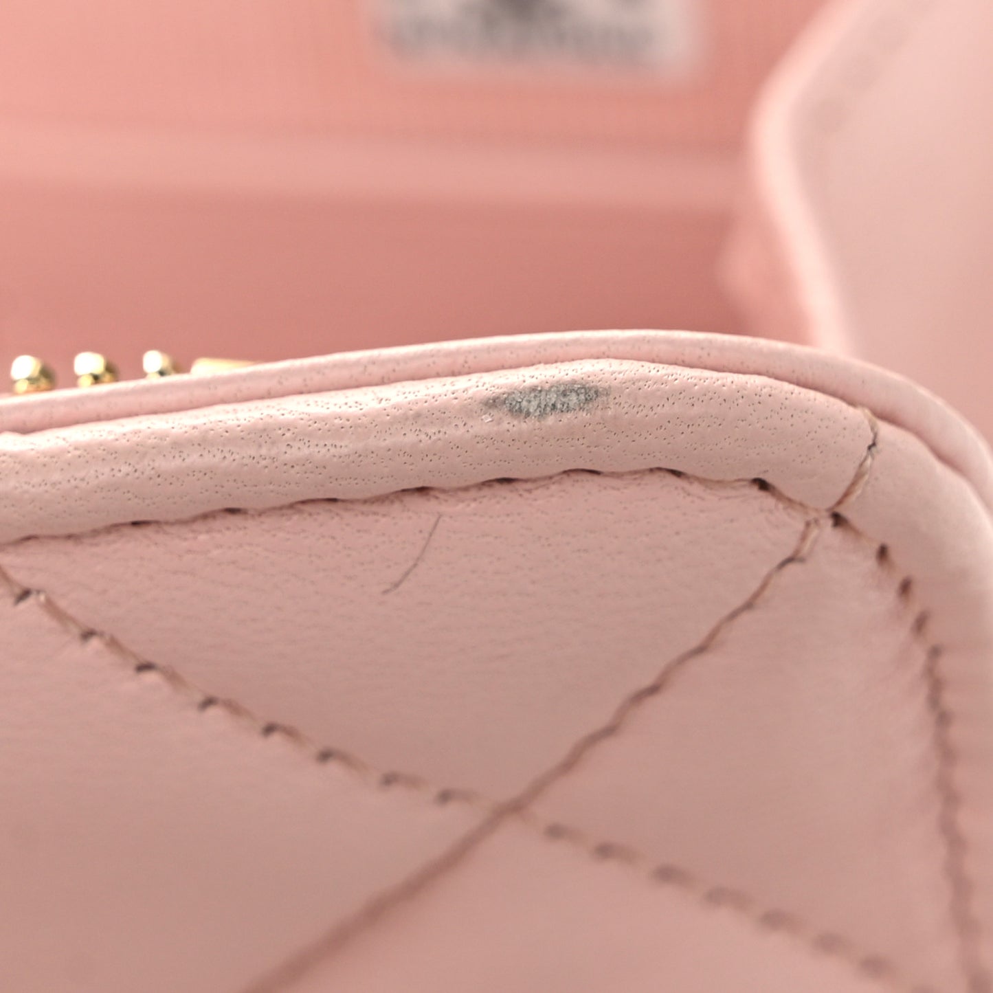 Lambskin Quilted CC Pouch Wristlet Pink