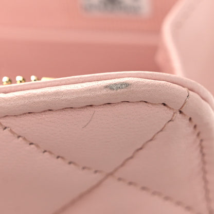 Chanel Lambskin Quilted CC Pouch Wristlet Pink 11 of 12