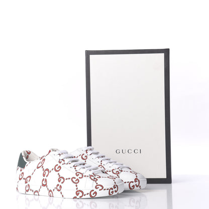 Gucci Calfskin GucciGhost Print Womens Ace Sneakers 38 White Hibiscus Red 11 of 11