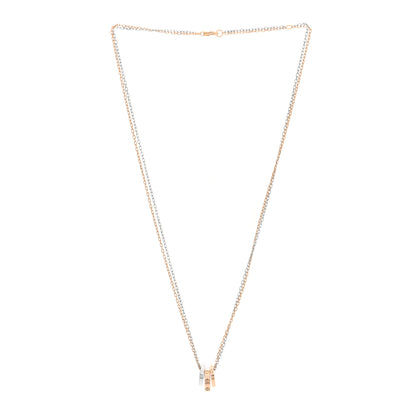Cartier 18K White Pink Gold Diamond Three Ring LOVE Pendant Necklace 3 of 5