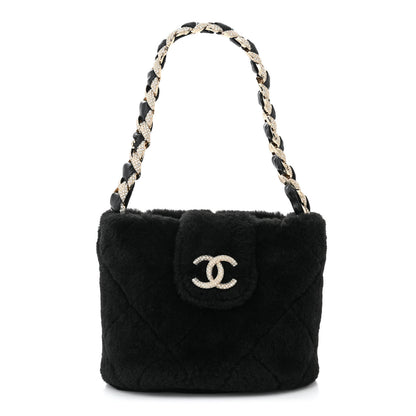 Chanel Shearling Lambskin Crystal Strass Flap Black 1 of 10
