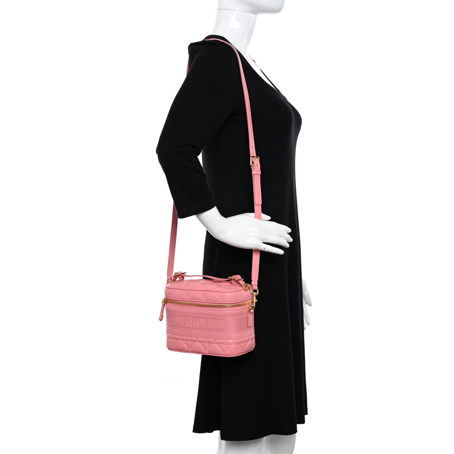 Lambskin Cannage Small Diortravel Vanity Case Pink